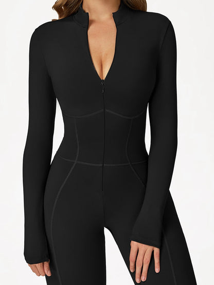 BUYCO Female Fitted Zipper Corset Fleece Jumpsuit