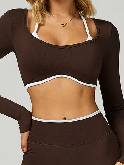 BUYCO Female Contrast Color Backless Long Sleeves
