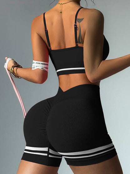 BUYCO Female Deep V Back Stripes Short Tracksuit