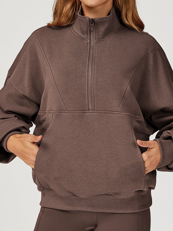 BUYCO Female Zipper Pocket Casual Hoodie