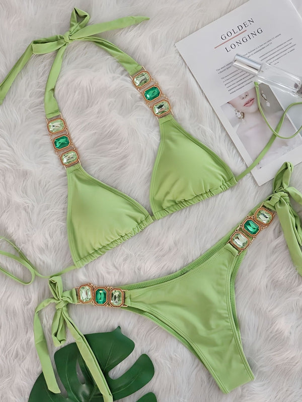 BUYCO Female Fitted Crystal Bikini Set