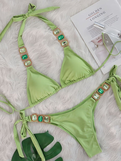 BUYCO Female Fitted Crystal Bikini Set