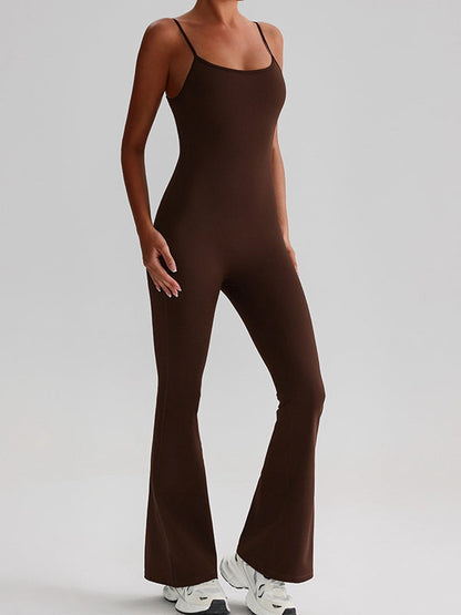 BUYCO Female U Collar Backless Flare Jumpsuits