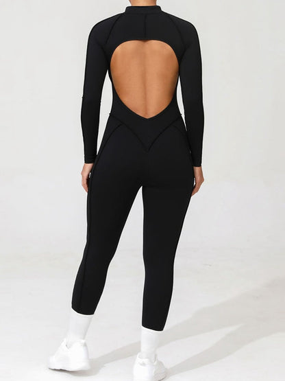 BUYCO Female Fitted Backless Zipper Ruched Back Jumpsuit