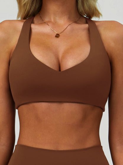BUYCO Female Solid Color V Collar Sports Bras