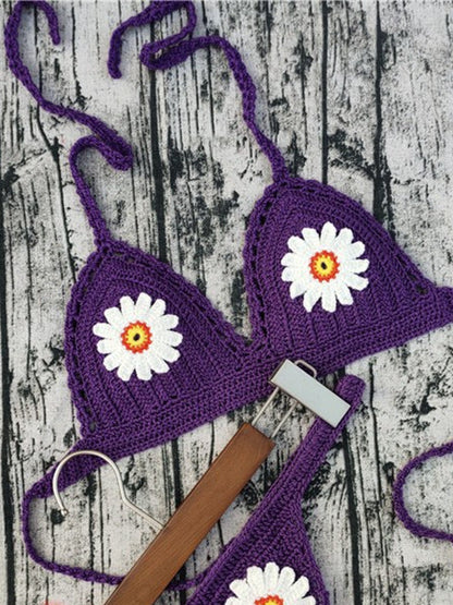 BUYCO Female Flower Hand-knitted Bikini Set