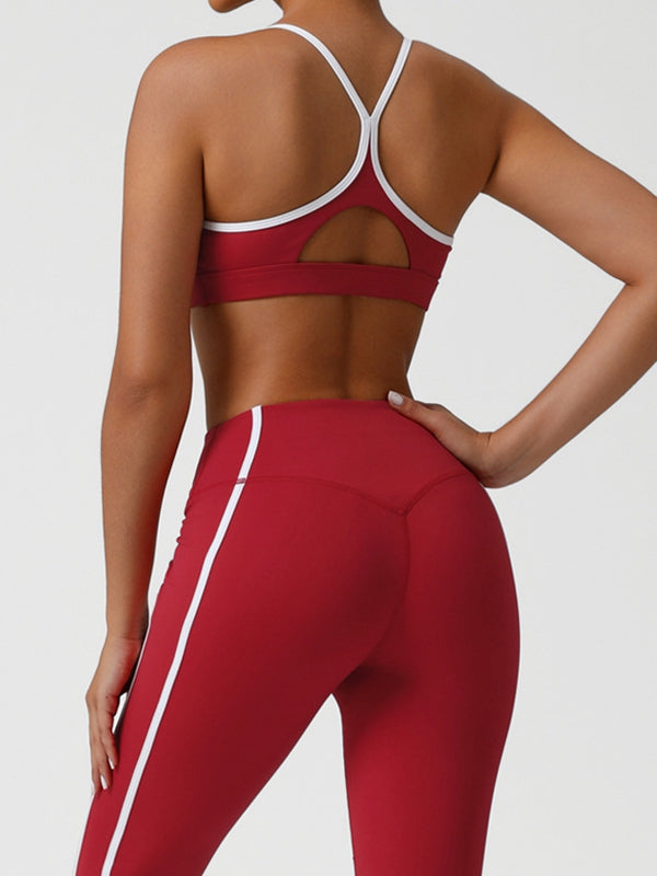 BUYCO Female Contrast Color Stripes Cross Back Tracksuit