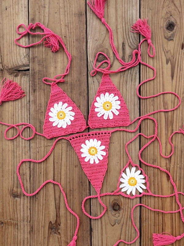 BUYCO Female Fitted Flower Hand-knitted Bikini Set
