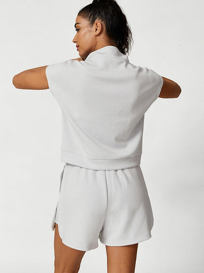 BUYCO Female Casual Stand Collar Short Sleeves