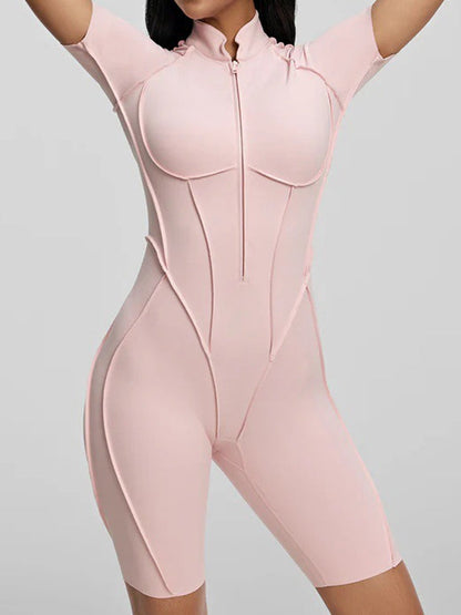 BUYCO Female Fitted Backless Zipper Ruched Back Jumpsuit