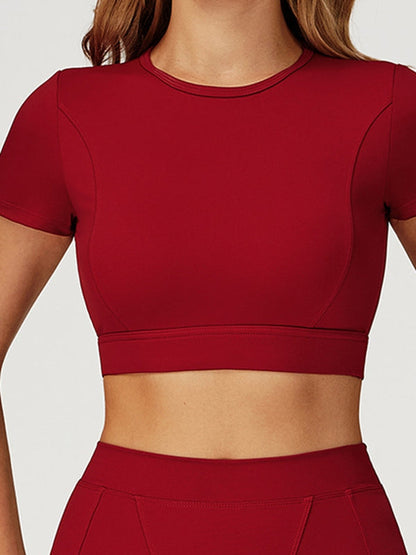 BUYCO Female Round Collar Cropped Short Sleeves