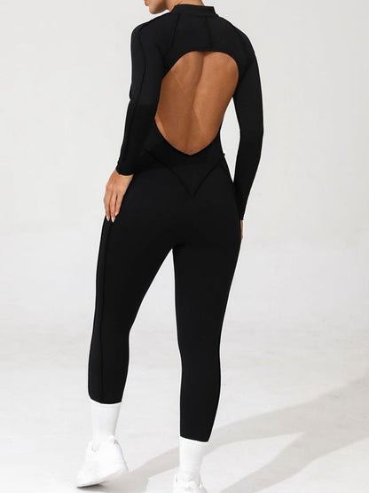 BUYCO Female Fitted Backless Zipper Ruched Back Jumpsuit