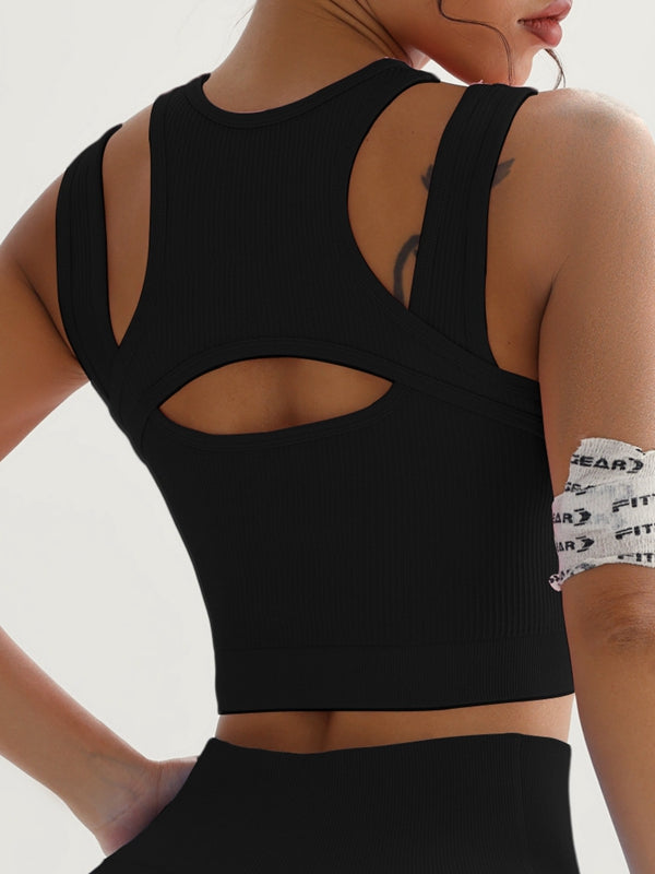 BUYCO Female Fitted Hollow Out Ribbed Quick Dry Tank