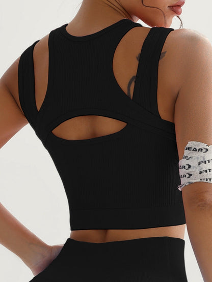 BUYCO Female Fitted Hollow Out Ribbed Quick Dry Tank