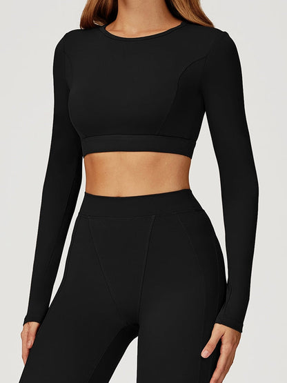 BUYCO Female Round Collar Cropped Long Sleeves
