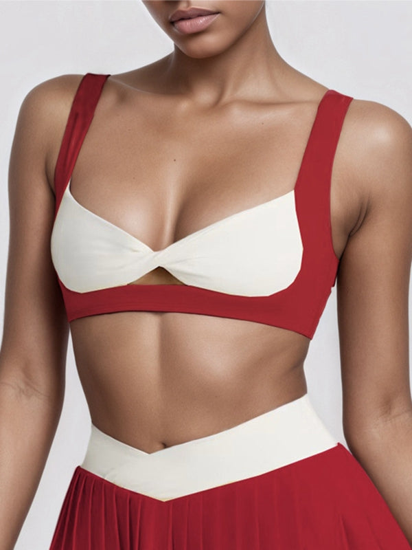 BUYCO Female Contrast Color Twist 2 in 1  V Shape Waist Skirt