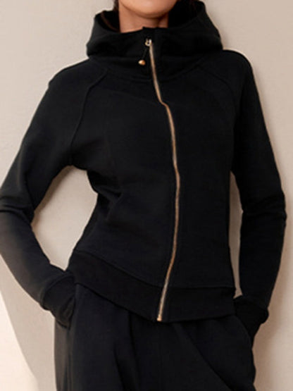 BUYCO Female Pocket Zipper With Hat Jacket