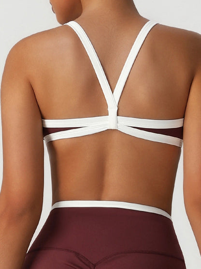 BUYCO Female Fitted Contrast Color Stripe V-shape Waist Leggings