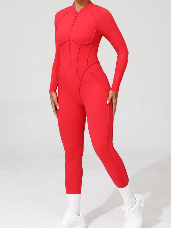 BUYCO Female Fitted Backless Zipper Ruched Back Jumpsuit