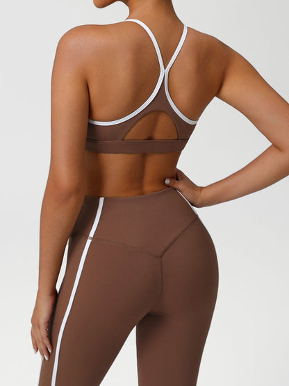 BUYCO Female Contrast Color Stripes Cross Back Tracksuit
