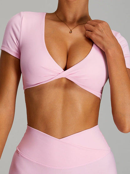 BUYCO Female Twist Hollow Out Short Sleeves