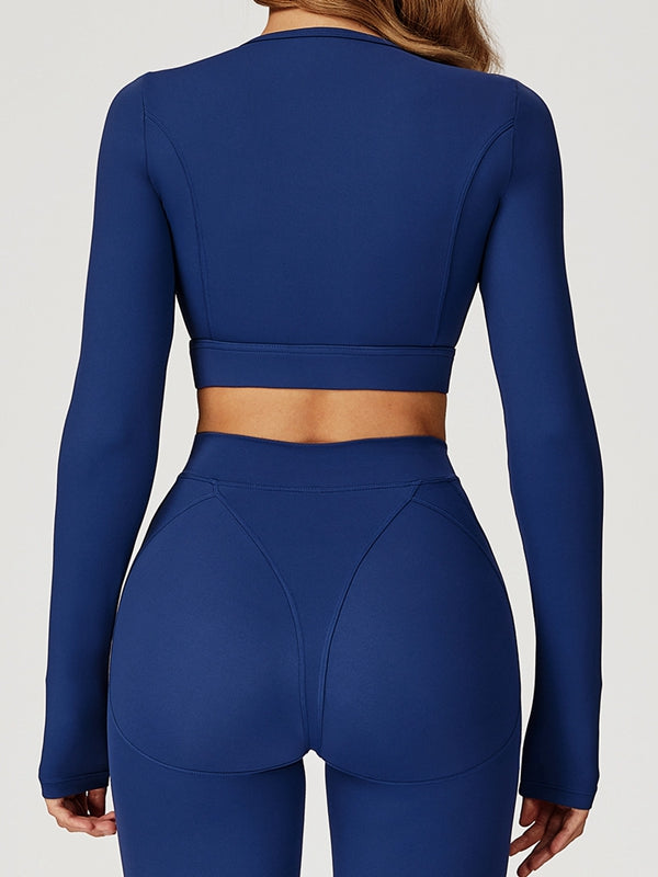 BUYCO Female Round Collar Cropped Long Sleeves