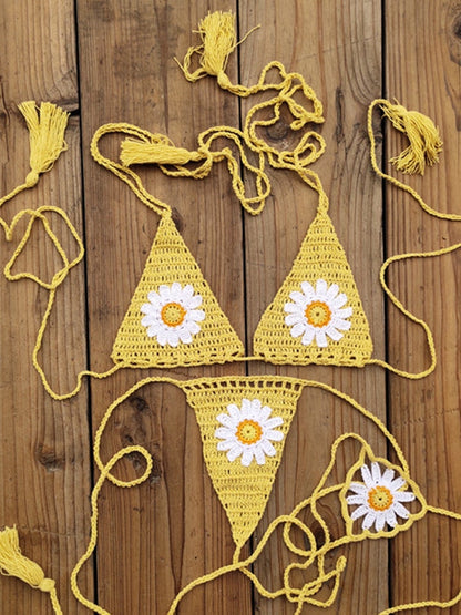 BUYCO Female Fitted Flower Hand-knitted Bikini Set