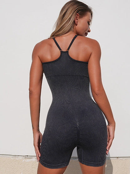 BUYCO Female Faux Denim Ruched Back Romper