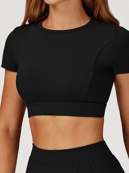 BUYCO Female Round Collar Cropped Short Sleeves