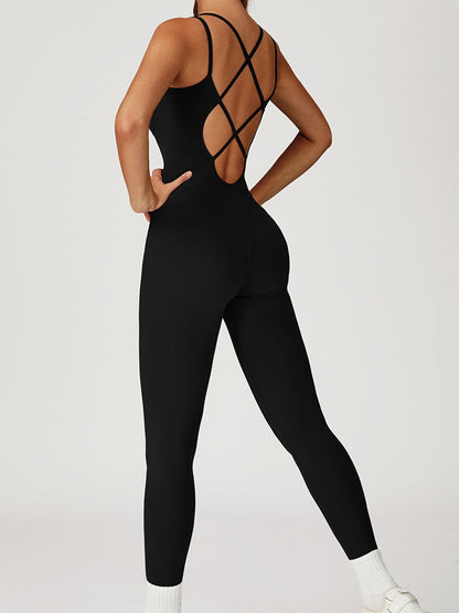 BUYCO Female Fitted Cross Back Flare Jumpsuit