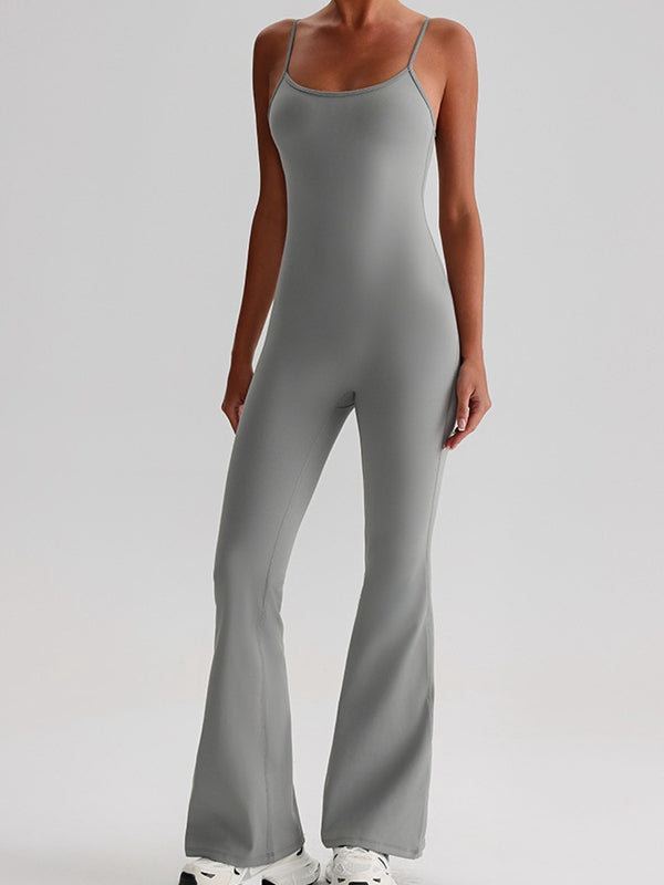 BUYCO Female U Collar Backless Flare Jumpsuits