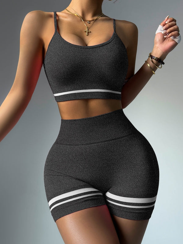 BUYCO Female Deep V Back Stripes Short Tracksuit