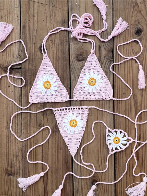 BUYCO Female Fitted Flower Hand-knitted Bikini Set