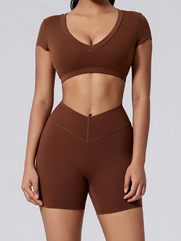 BUYCO Female V Collar Backless Short Sleeves