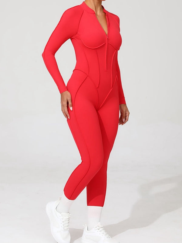 BUYCO Female Fitted Backless Zipper Ruched Back Jumpsuit