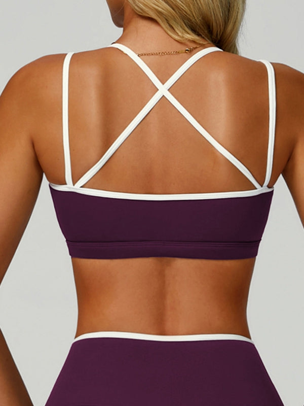 BUYCO Female Contrast Color Cross Back Sports Bras
