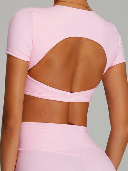 BUYCO Female Twist Hollow Out Short Sleeves