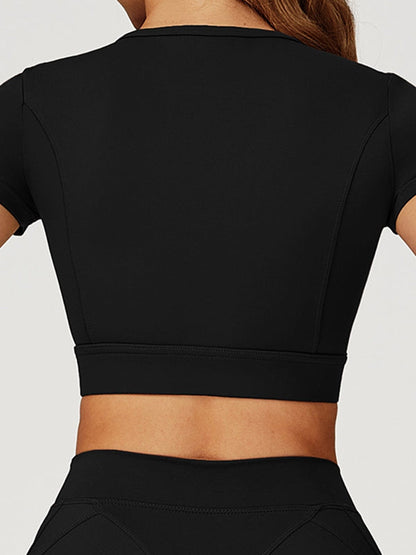 BUYCO Female Round Collar Cropped Short Sleeves