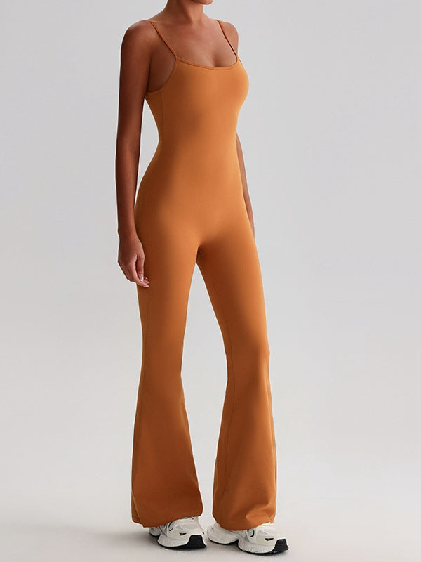 BUYCO Female U Collar Backless Flare Jumpsuits