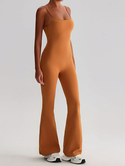 BUYCO Female U Collar Backless Flare Jumpsuits