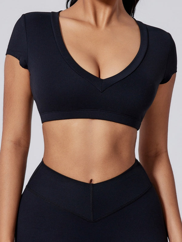 BUYCO Female V Collar Backless Short Sleeves