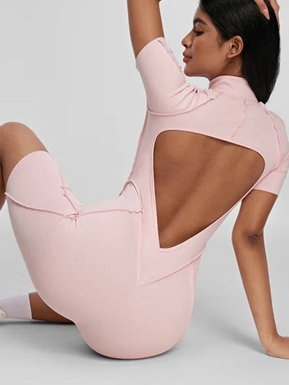 BUYCO Female Fitted Backless Zipper Ruched Back Jumpsuit