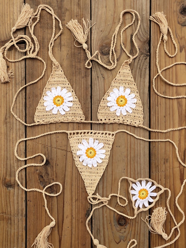 BUYCO Female Fitted Flower Hand-knitted Bikini Set