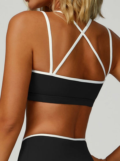 BUYCO Female Contrast Color Cross Back Sports Bras