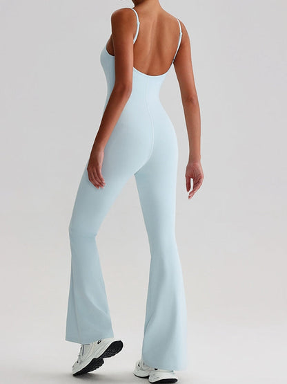 BUYCO Female U Collar Backless Flare Jumpsuits