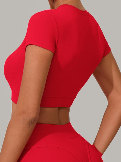 BUYCO Female Fitted Round Collar Cropped Short Sleeves
