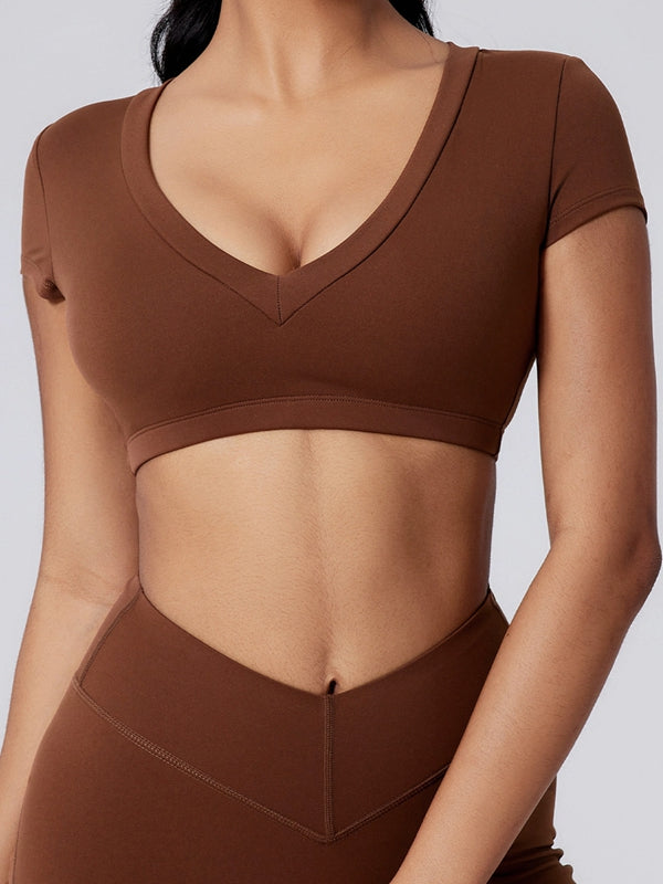 BUYCO Female V Collar Backless Short Sleeves