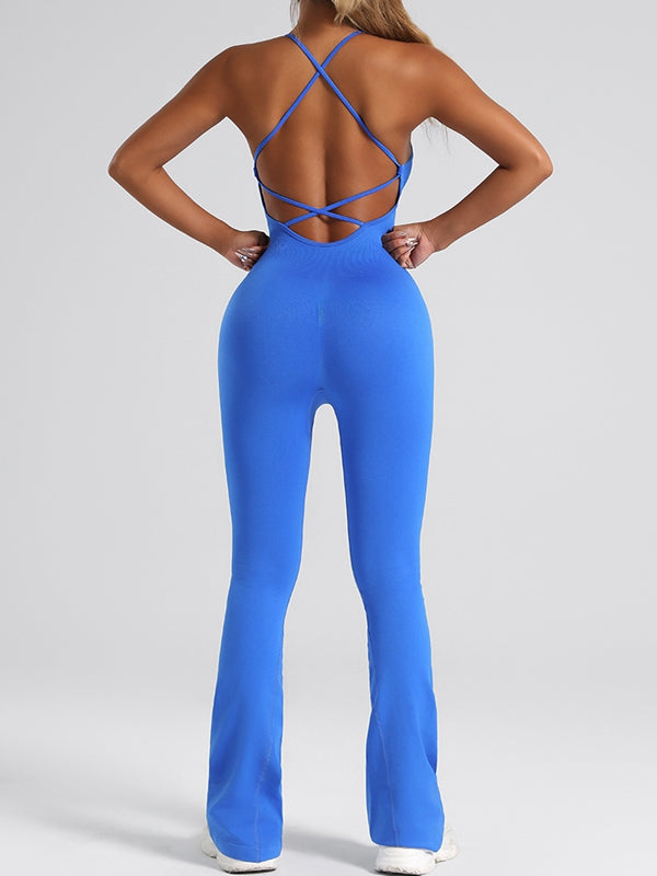 BUYCO Female Cross Back Flare Jumpsuit