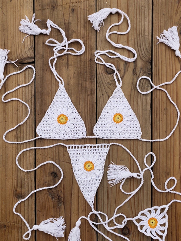 BUYCO Female Fitted Flower Hand-knitted Bikini Set