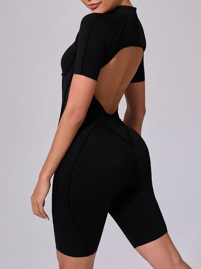 BUYCO Female Fitted Backless Zipper Ruched Back Jumpsuit